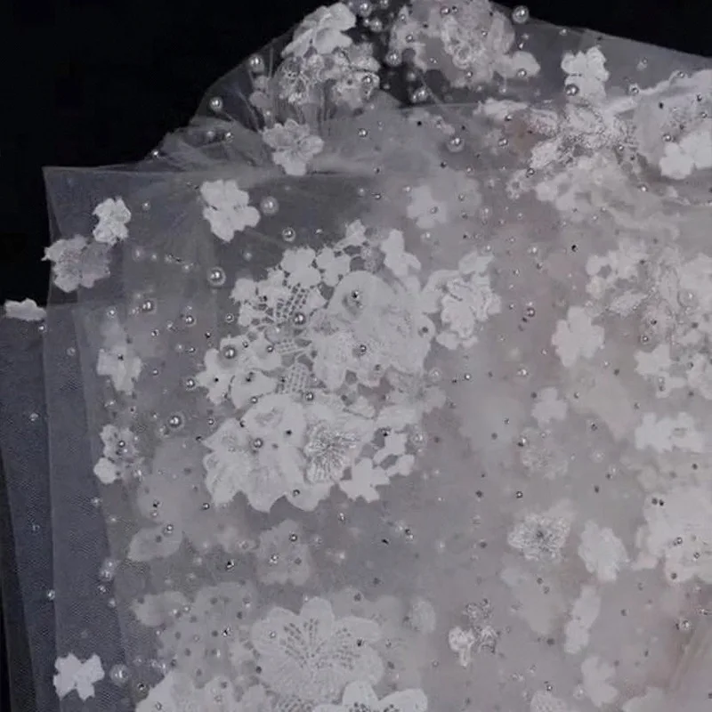 Morili top quality long lace and flowers 1 layer Ivory 3 * 3.5 cathedral wedding veil  for bridal with comb MPB22