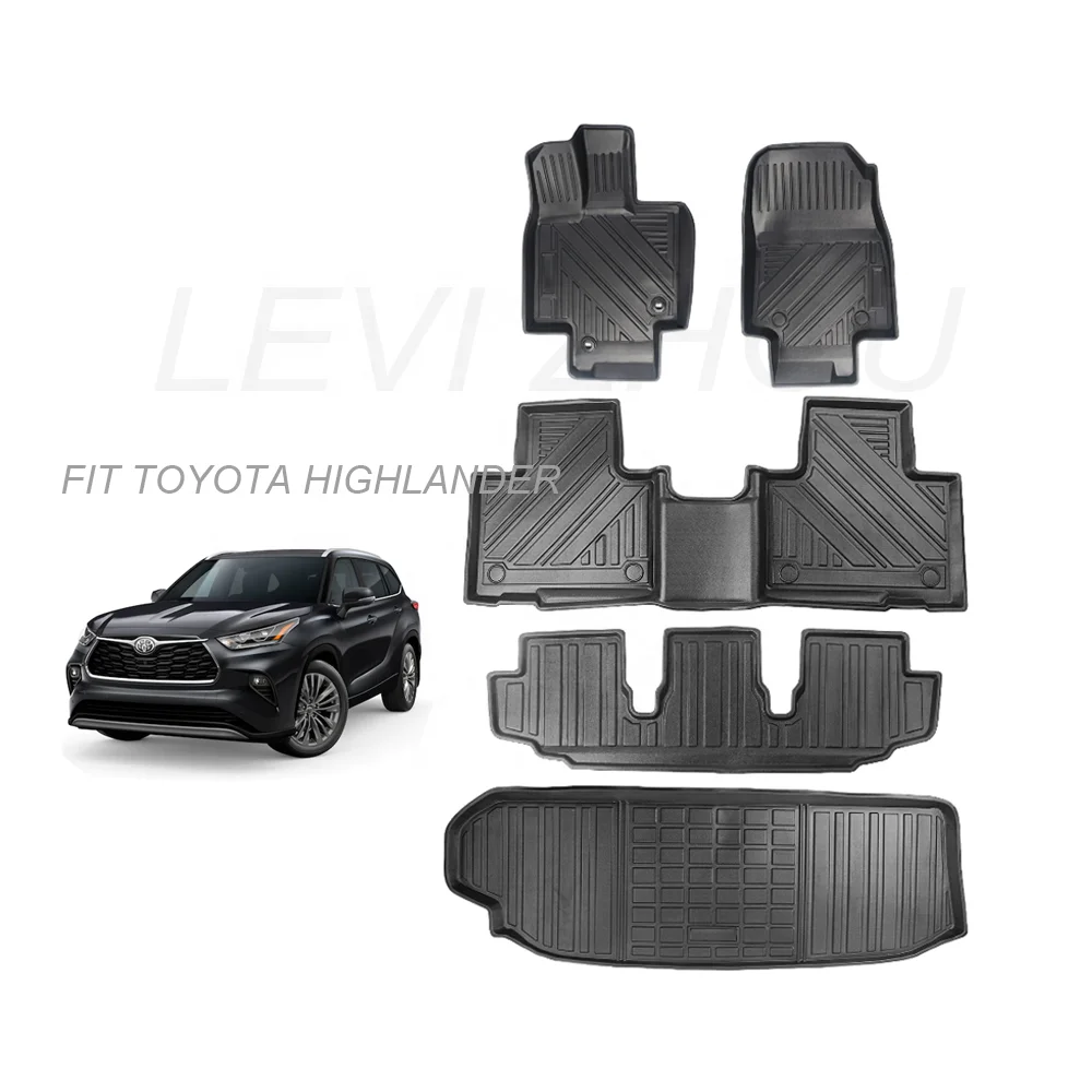 Custom Floor Mats Waterproof All Weather Odorless Heavy Duty Tpe Floor Liners Full Set For Toyota Highlander 2015-2020 2022 202.