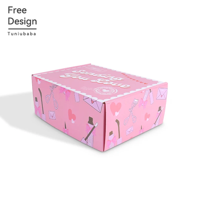 Hot Sale Wholesale Custom Print Colorful  Double-Sided Color Pink Luxury Exquisite Packaging Box