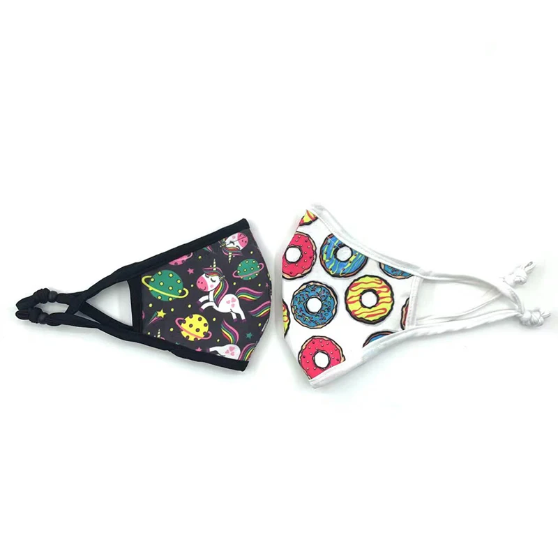 Custom Adjustable Elastic banding Cute Cotton Fabric Design Kids Children Breathable Reusable Maskes with inner lining