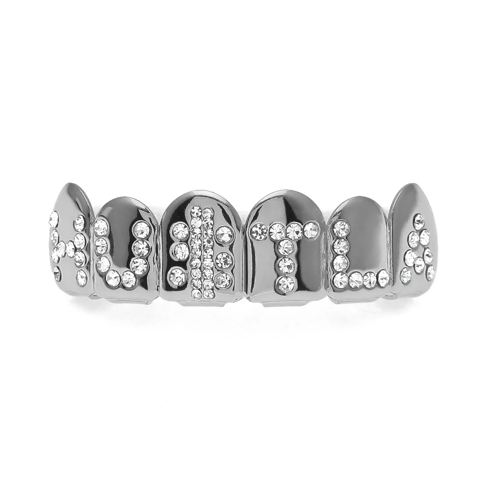 Новинка хит продаж медный хип-хоп золотые буквы алфавит зубы Grillz для людей