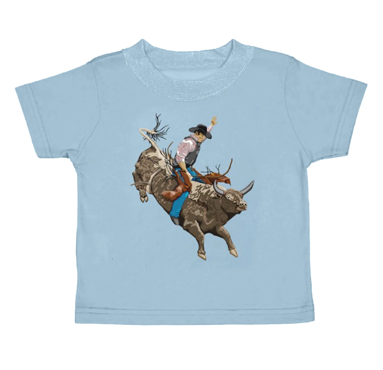 Pre-order T Shirt Cute Blue Cowboy Printed Cause Clothing for Boys Tops Children Short Sleeve T Shirt Clothing Wholesale