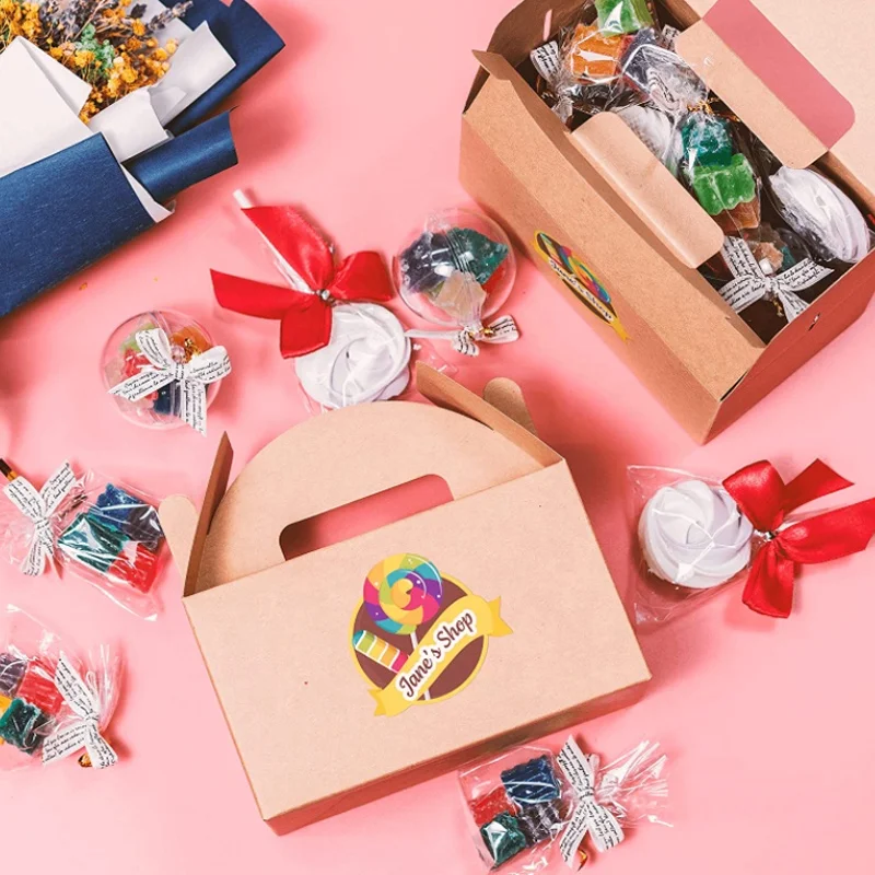Candy Cake Gift Cardboard Present Packaging Box Food Snack Box Mooncake Box Rainbow Kraft Paper Birthday Party Wedding Accept