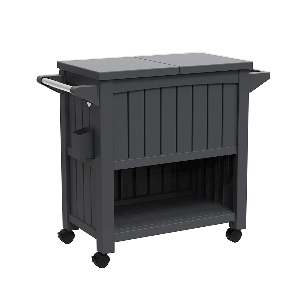 4 wheels outdoor patio rolling ice cream cooler cart with bottle opener spice rack