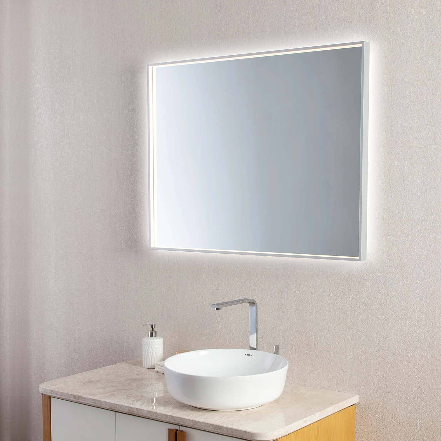 Aluminum Frame LED Backlit smart manufacture bathroom mirror lights vanity makeup mirror
