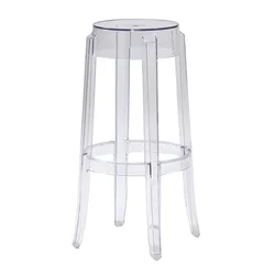 Modern Plastic Polycarbonate Stackable Crystal Acrylic Resin High Clear Ghost Barstool Transparent Bar Stool
