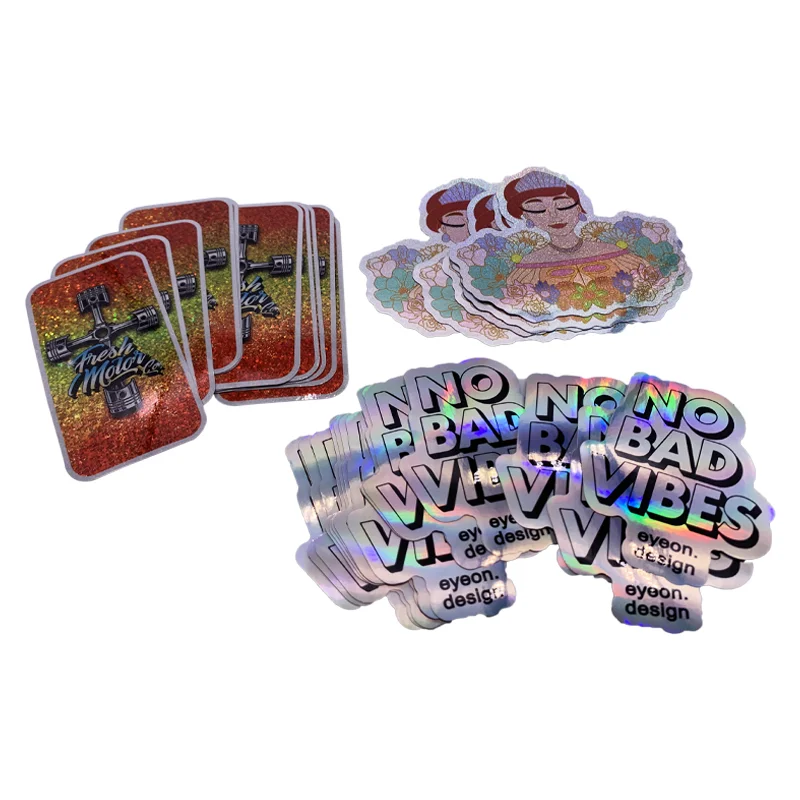 Custom Hologram Sticker Vinyl Die Cut PVC Vinyl Sticker Logo Printing