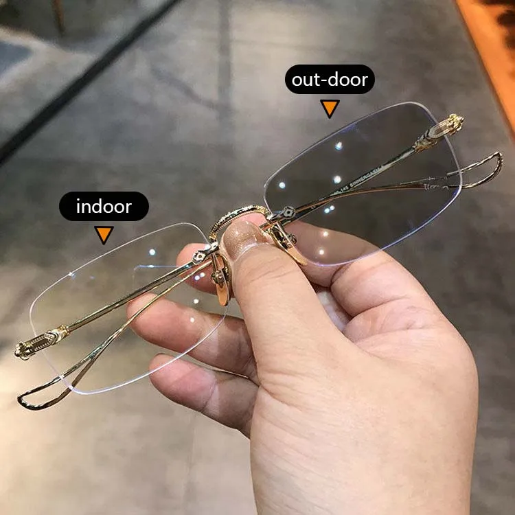 2024 Fashion Men Women Transparent Eyeglasses Lens Color Changing  Photochromic Glasses photochromic and anti blue glasses