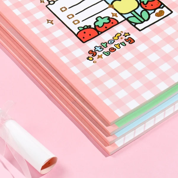 Joytop 4776 Wholesale Kawaii Strawberry Design B5 Glue Bound Softcover Composition Notebooks For Student