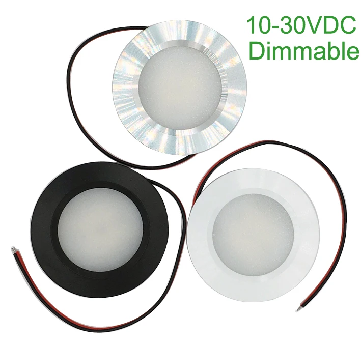 Silver Ceiling Lamp 24V 3W 12V Mini Downlight RV Boat Interior Dome Light Reading Light Motorhome 10-30V