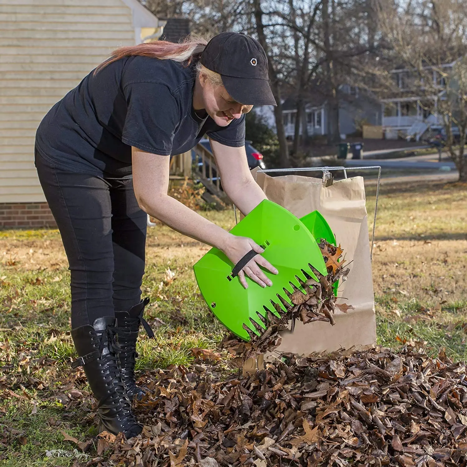 Construction Tools Hand Rake Garden Cleaning Leaf Scoop Portable Trimming Leaves Collector Leaf Scoops Yellow For Garden Clean