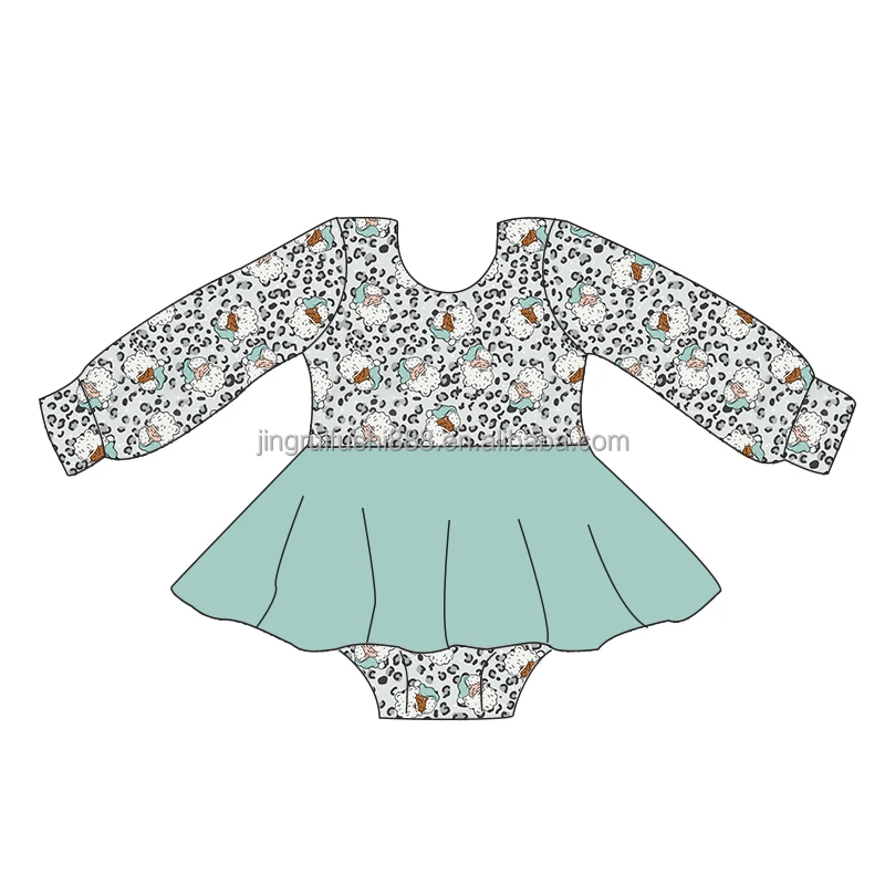 Christmas Kids Girls Skirt Romper Milk Silk One piece Kids Skirt Customize Christmas Leopard Pattern Printed Girls Dress