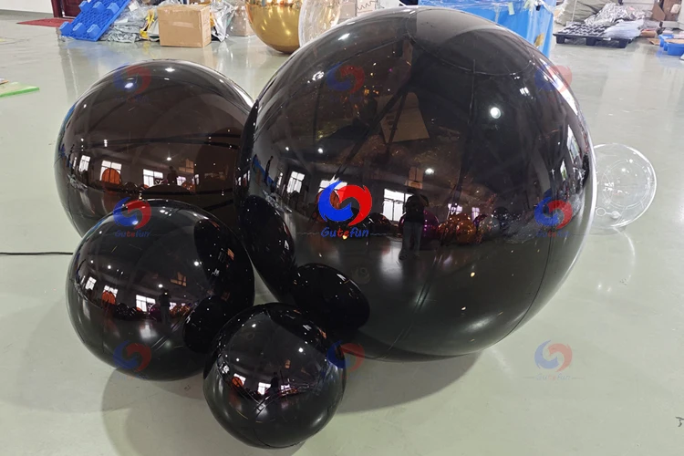 Disco Giant Hanging Clear Black Inflatable Mirror Ball Big Shiny Sphere for Large Events Party Wedding Stage Decoration