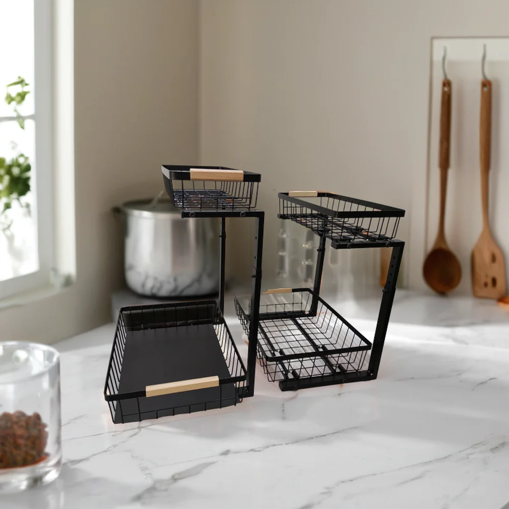 Professional Kitchen Under-sink Organizer Storage Holders & Racks Customized Logo Multifunction Carbon Steel Sink Stand Kitchen