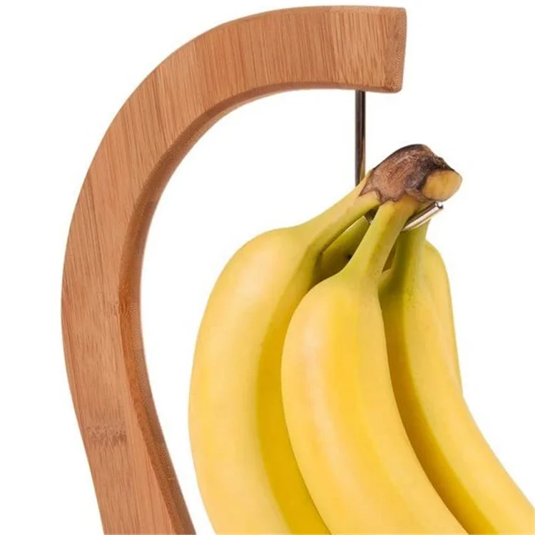 
Wooden banana hanging display stand natural high quality and durable fruit and vegetable display stand 