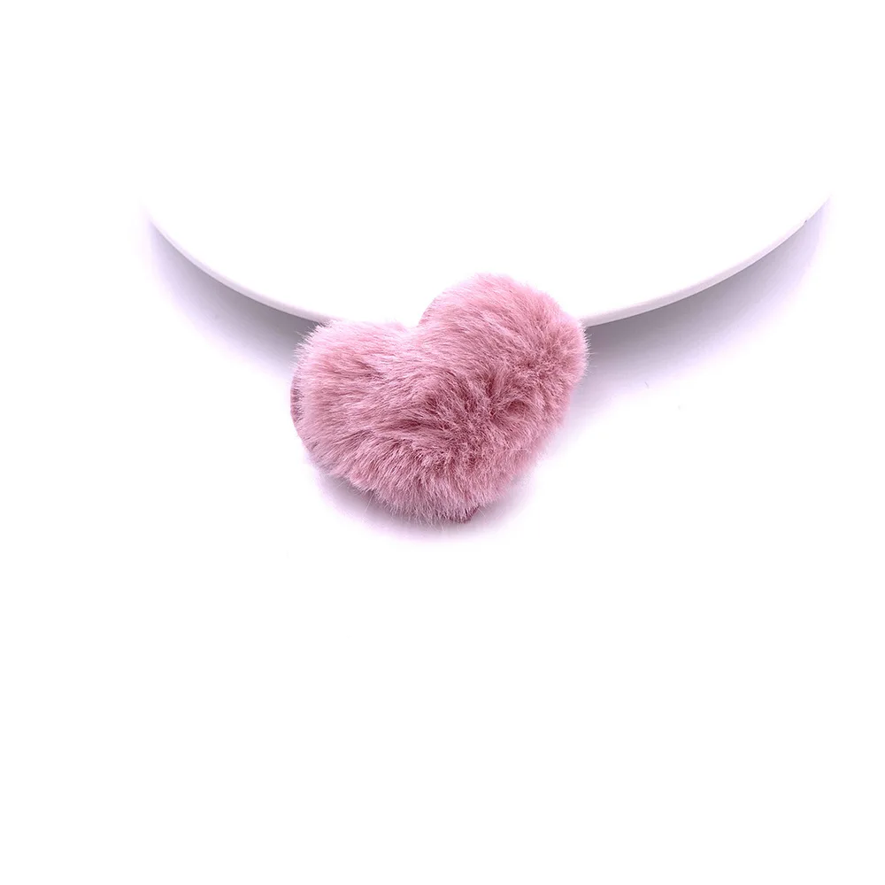 Factory Wholesale Custom 3D Mini Heart Shaped Furball Plush Personal DIY Garment Accessories For Women
