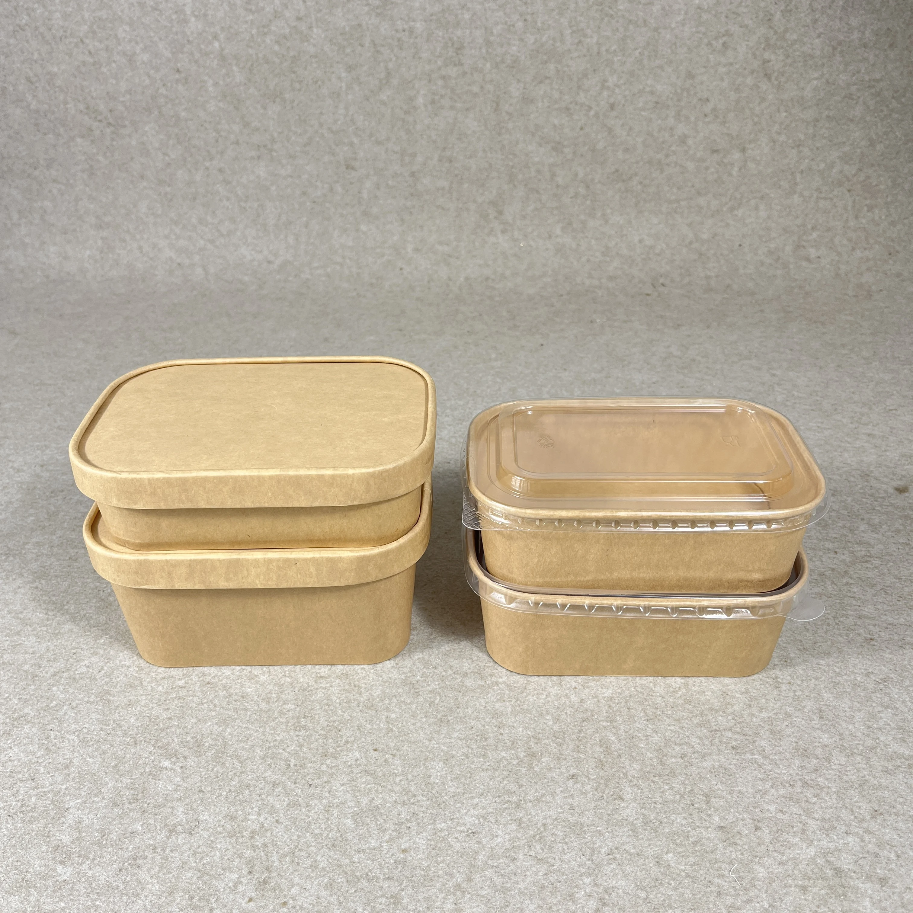 1000ml  Square Kraft Paper Bowl with Lids Disposable Food Containers for Restaurants Soup Bowls to Go