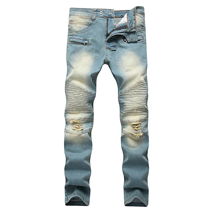 Custom man jean boot cut work long jeans  motorbike sport men vintage denim jeans