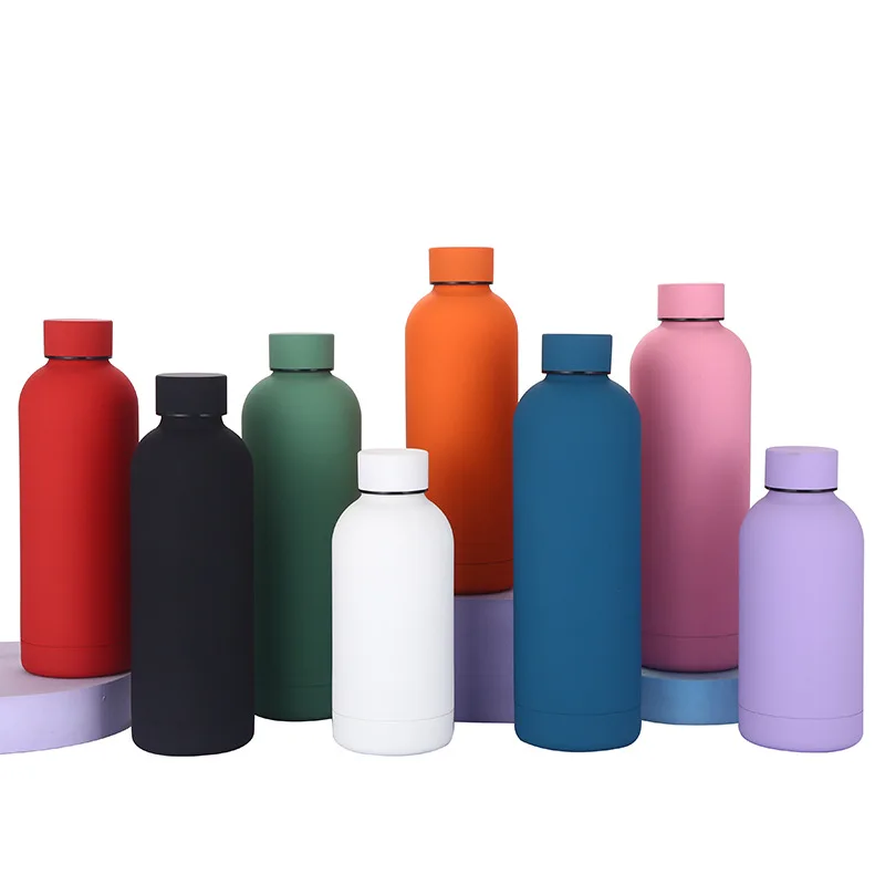 Custom Logo 500ml Double Wall Stainless Steel Tumbler Sports Water Bottle Small Mouth Vacuum Insulated Thermos for