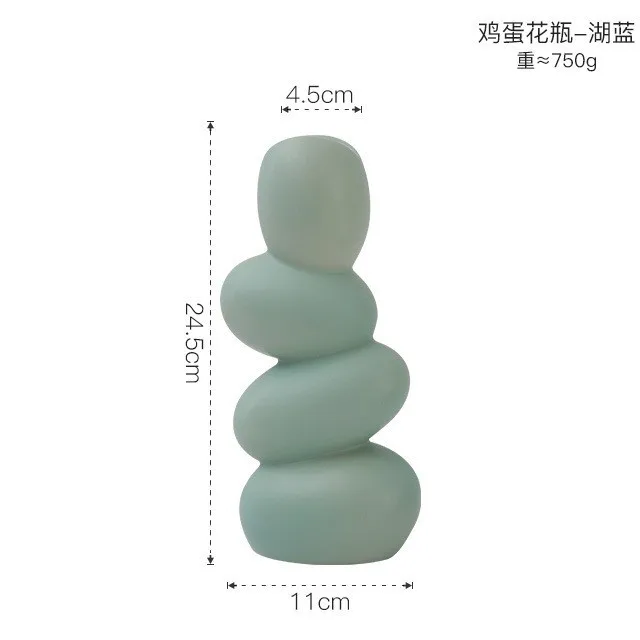 nordic abstract silver plating ceramic vase glazed dinosaur egg stacking dried flower arrangement for home table wedding decor