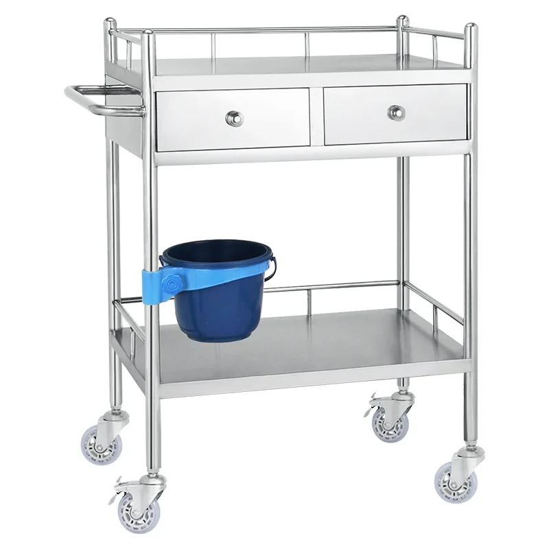 High Quality Stainless Steel Hospital Trolley Various Specifications Medical Treatment Trolley with Wheels
