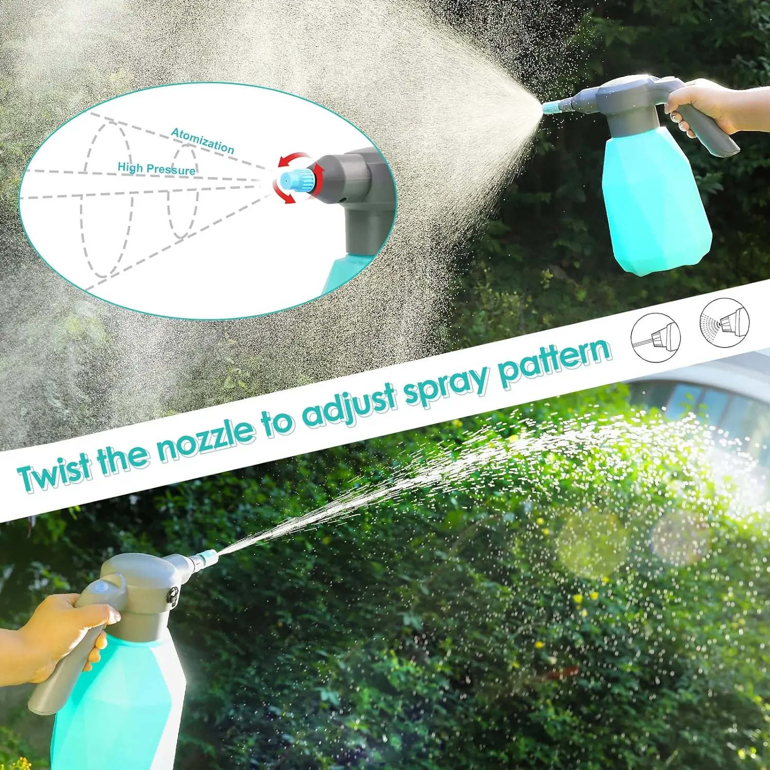 0.5 Gallon Electric Spray Bottle Plant Mister for Indoor/Outdoor Plants 2L  Rechargeable Battery Electric Watering Can