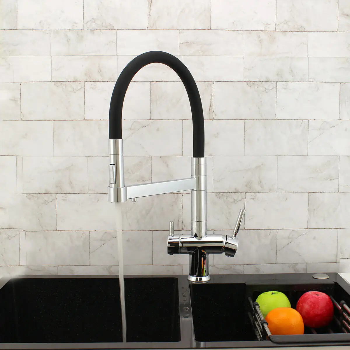 High Quality Solid Brass Commercial Spring Kitchen Mixer Faucet Pull Out Sprayer 3 Way Kitchen Faucet