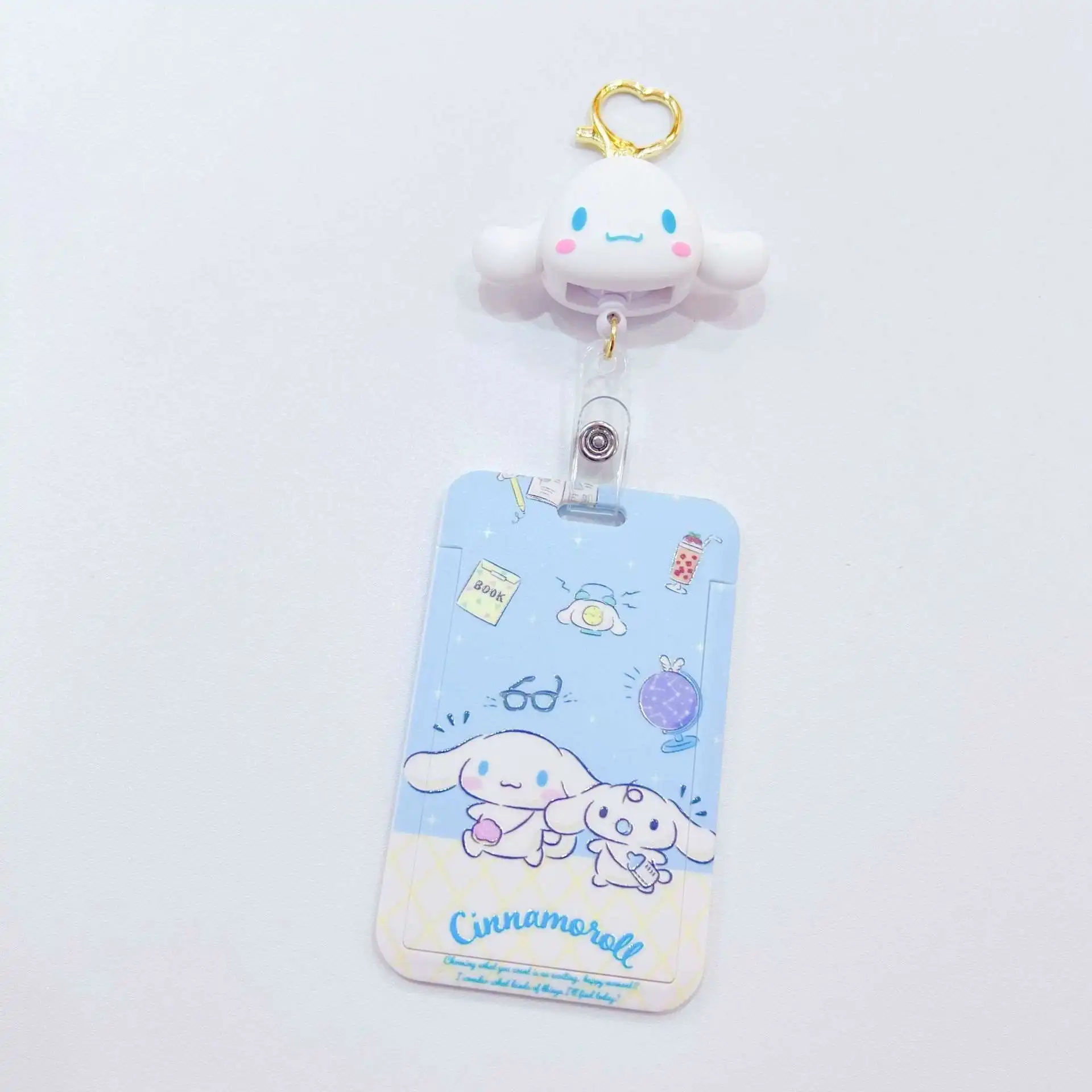 Cute Cartoon Student Card Set Retractable Bus Card Access Control Anti-lost Schoolbag Hanging Sanrio Keychain Buckle