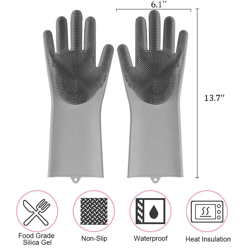 Ecofriendly Cleaning Gloves Silicone Dish Washing Gloves with Wash Scrubber Factory Price Magic Silicone Dishes Cleaning Gloves