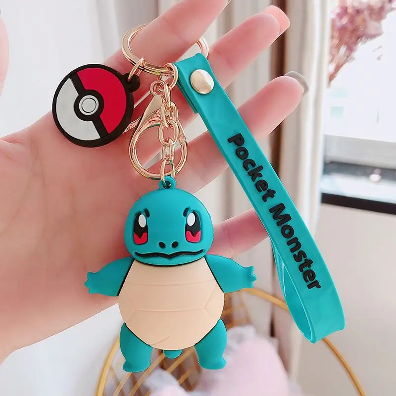 Pocket Monsters Keychain Cartoon PVC Cute Japanese Anime  Key Chain Trinket Car Key Rings Kid Toy KeyRing Charms Llaveros