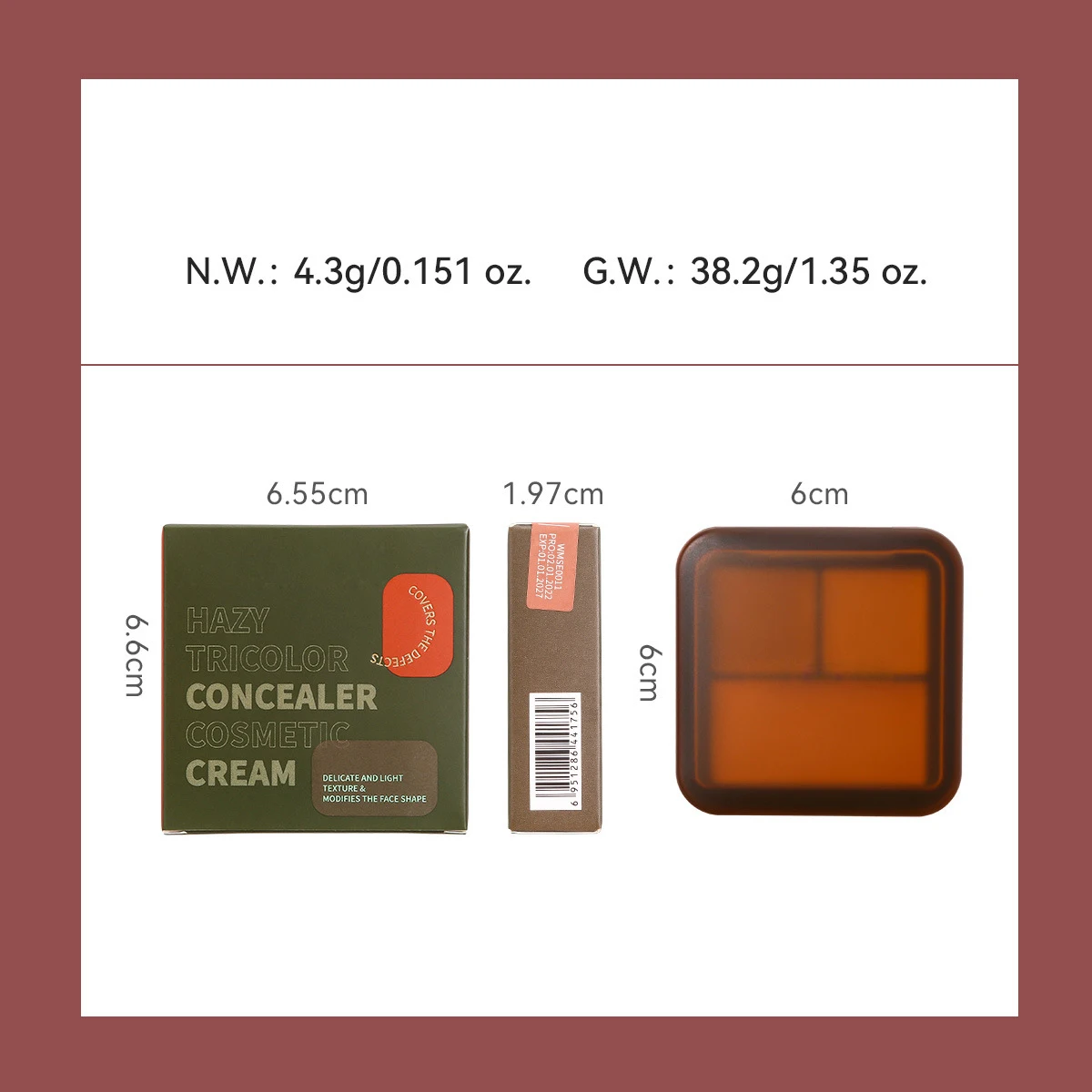 3 Colors Concealer Gel Palette Reduce Dark Spots & Blemishes Flawless Full Coverage Color Correcting Concealer