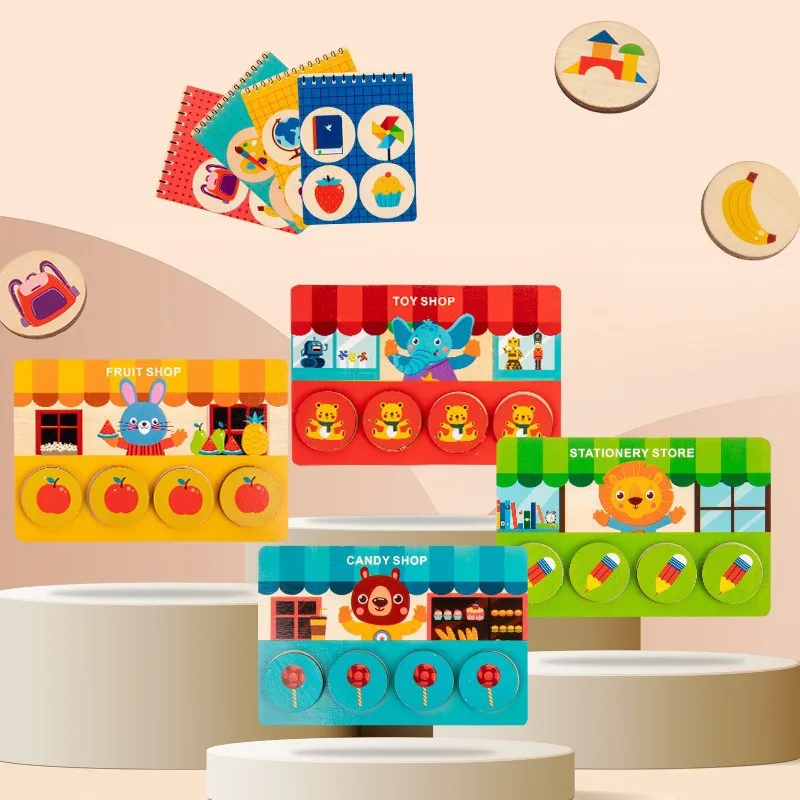 Custom Wooden battle games for kids Baby Toddlers store matching toys Thinking and reaction ability training card games Set