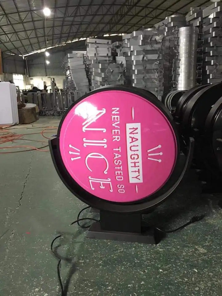 Restaurant Round Rotating Outdoor Led Advertising Light Box Pub Solar Rotating Signs