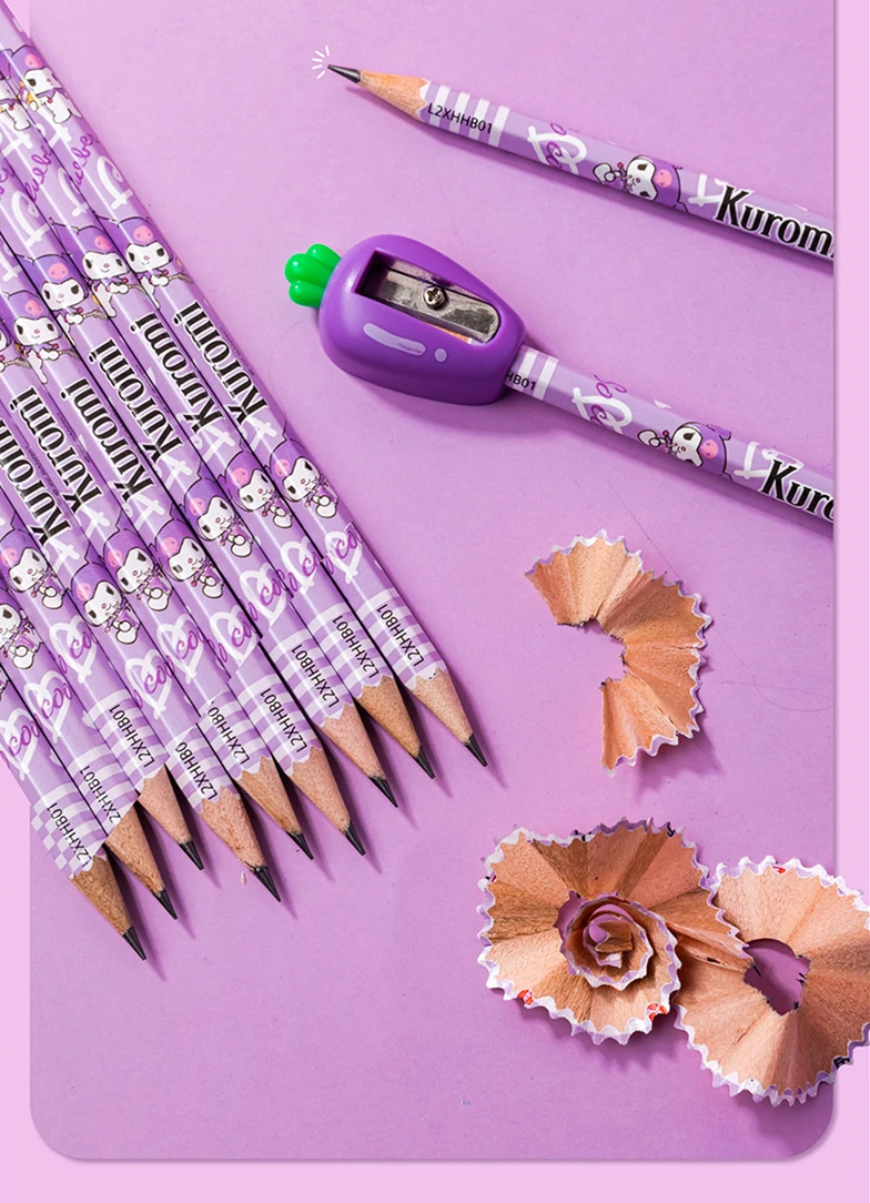 DHF149 New Arrival Wholesale Carton Sanrioed Kuromi Hex Writing Pencil Student HB Exam Sketch Pen Creative Child