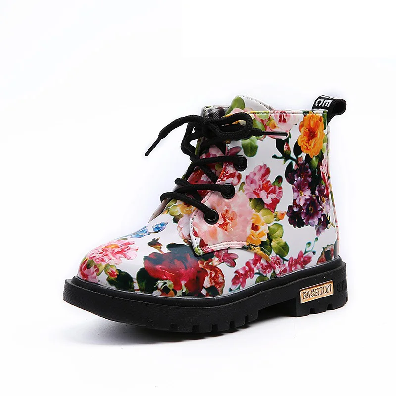 
wholesale fashion ankle martin kids flower boots children 
