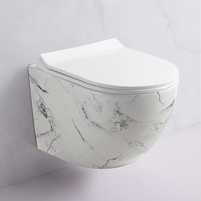 Modern luxury style top washroom wc wall mounted save space hanging water closet bathroom marble ceramic wall hung toilet bowl