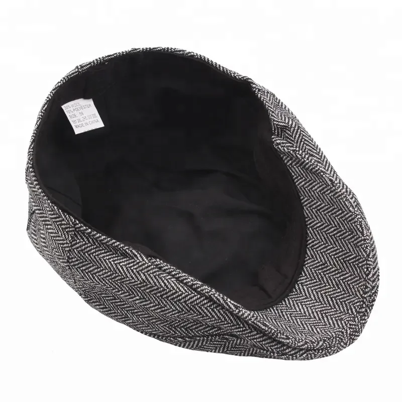 Wholesale Herrigbone Pattern Flat Top Ivy Hat Caps Men gatsby hat Custom Size Acceptable Autumn Winter Men Berets