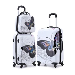 personalised luggage butterfly luggage 3pcs 4pcs trolley luggage