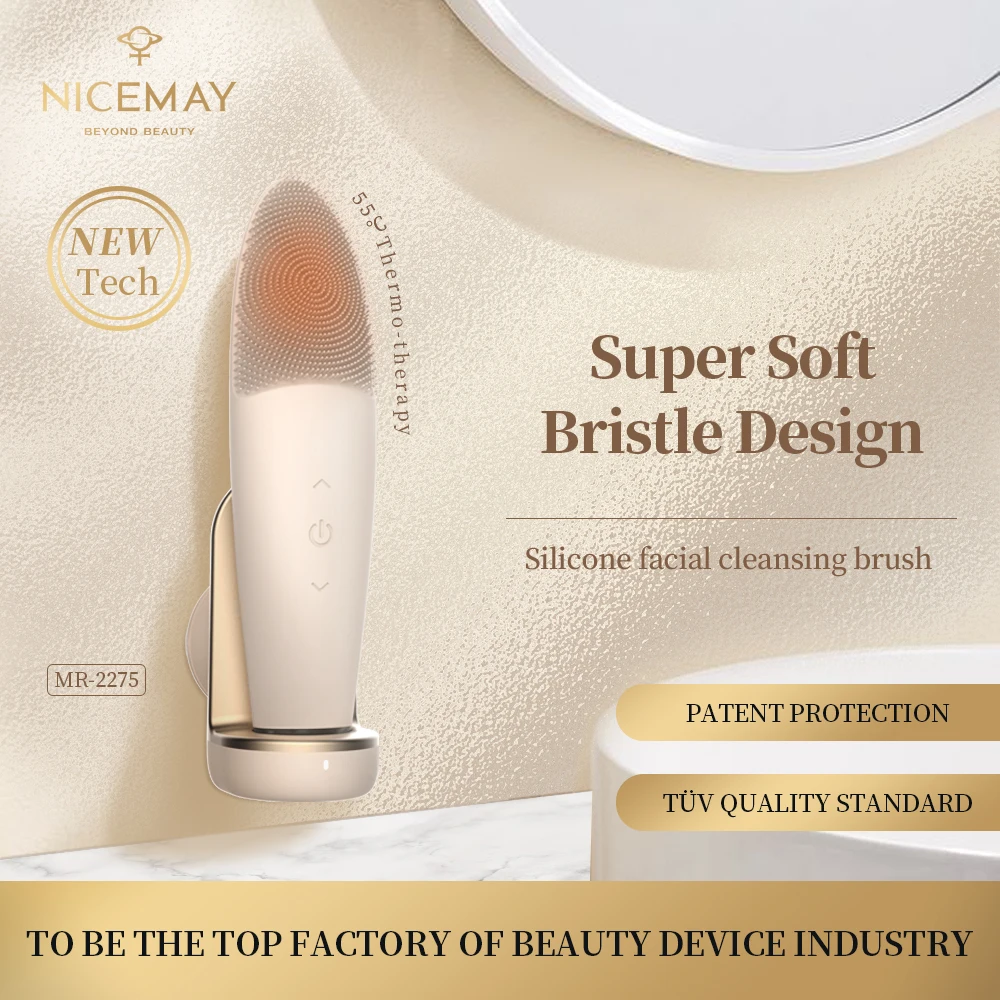 Waterproof Induction Charging Soft Face Cleansing Brush Head Ipx7 Electric Silicone Facial Cleansing Brush