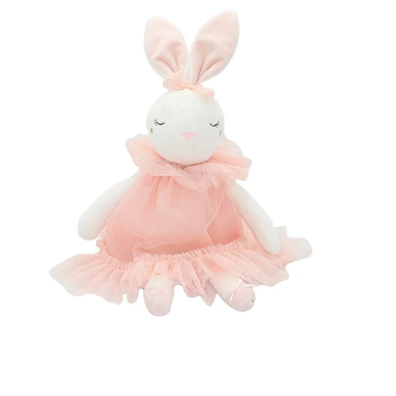 OEM Best seller stuffed bunny toy for kids  baby sleeping fox toy beautiful girl rabbit toy with bow and dress home decor