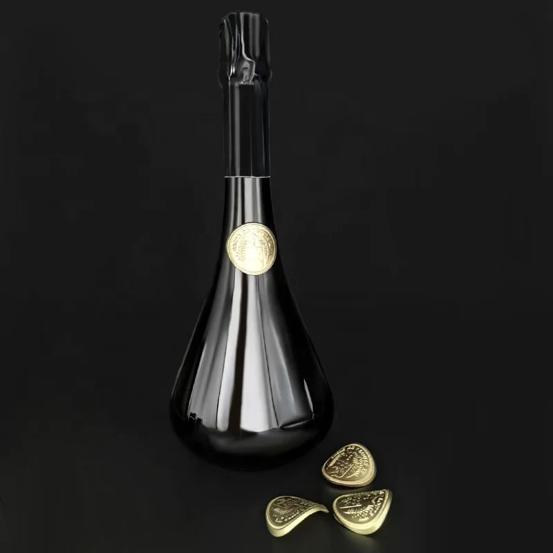 Custom adhesive embossed aluminium nickel sticker private whiskey spirit design logo metal wine liquor bottle label