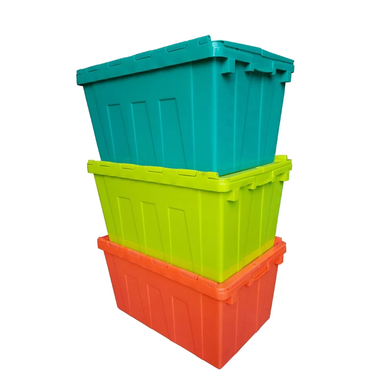 70L Large Plastic Foldable Lid Plastic stack and nest crates