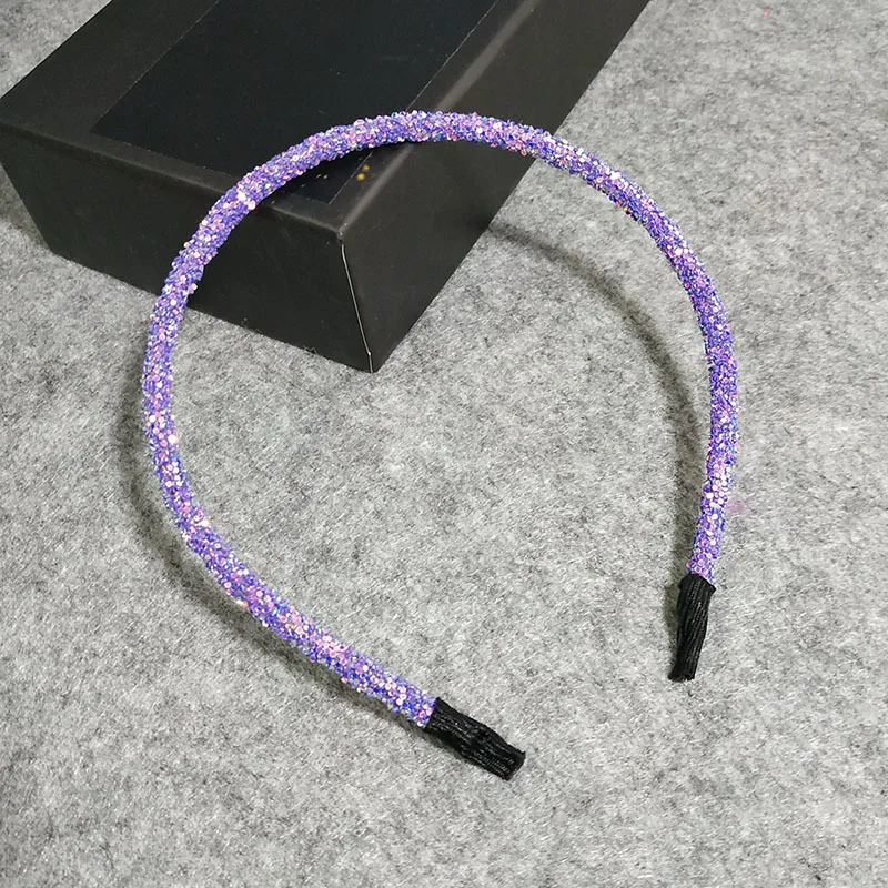 Hot Sales Cheap Colorful Bangs Clip Onion Powder Glitter Headband Crystal Rhinestone Sequin Hair Hoop Hair Band Women