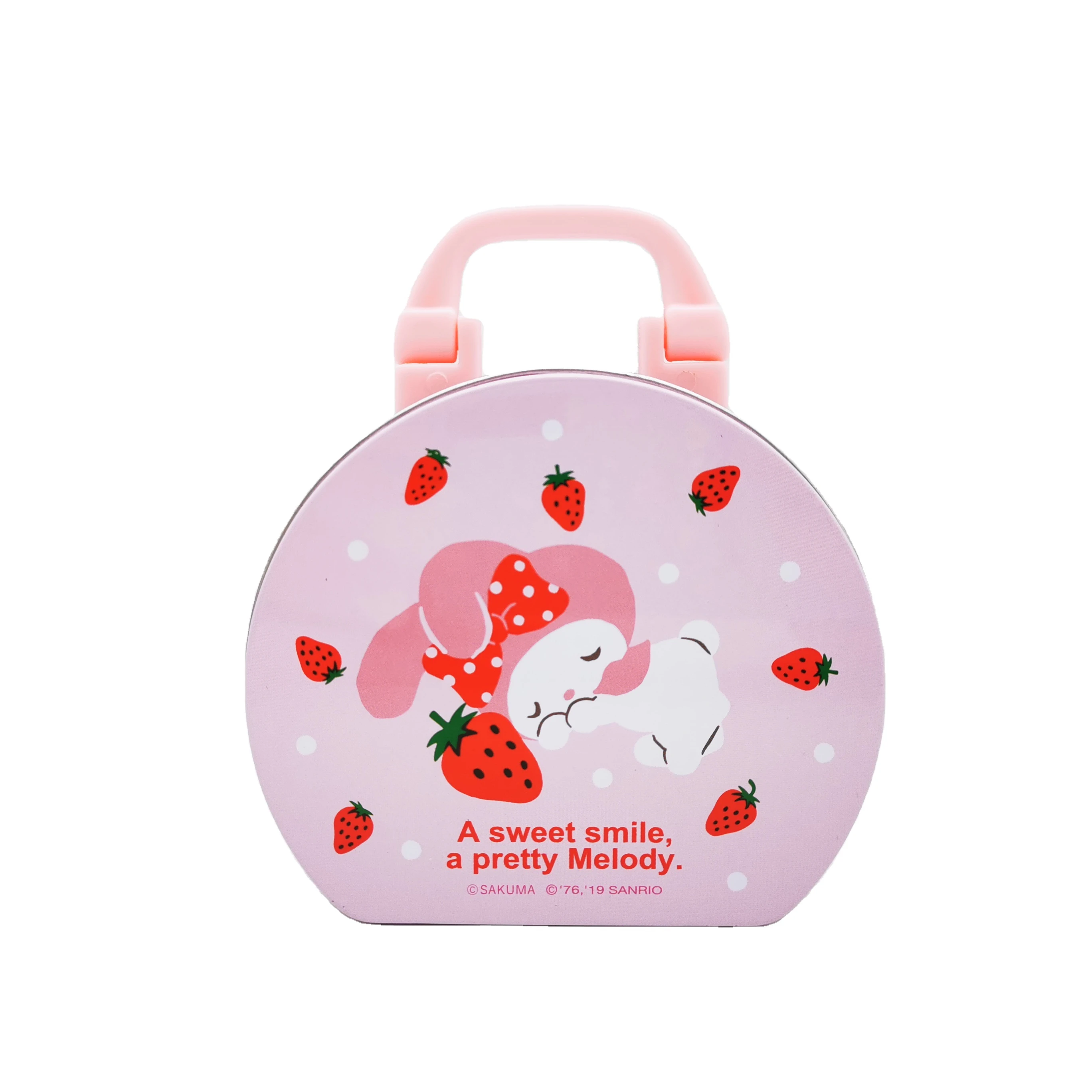 Cute mini candy gift box with plastic handle customized high-quality metal box