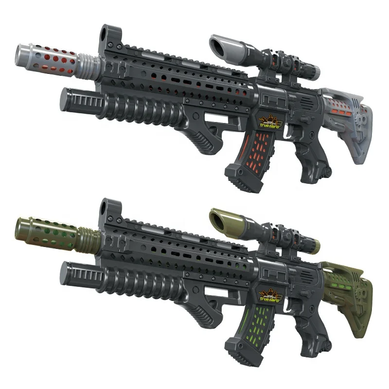 Wholesale luminous plastic toy guns battery operated motorized electric toy gun play sniper toy guns with lights sounds