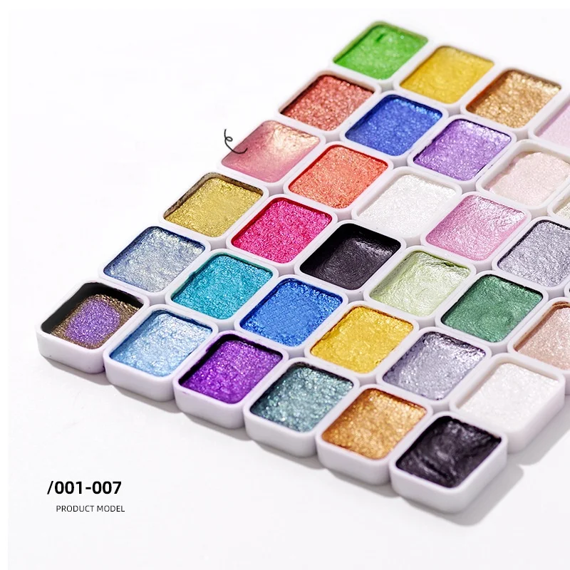 Nail Art Pearl Pigment Glitter Set Solid Metallic Watercolor Paint Chrome Powder Effect Shimmer Watercolor Nail Art