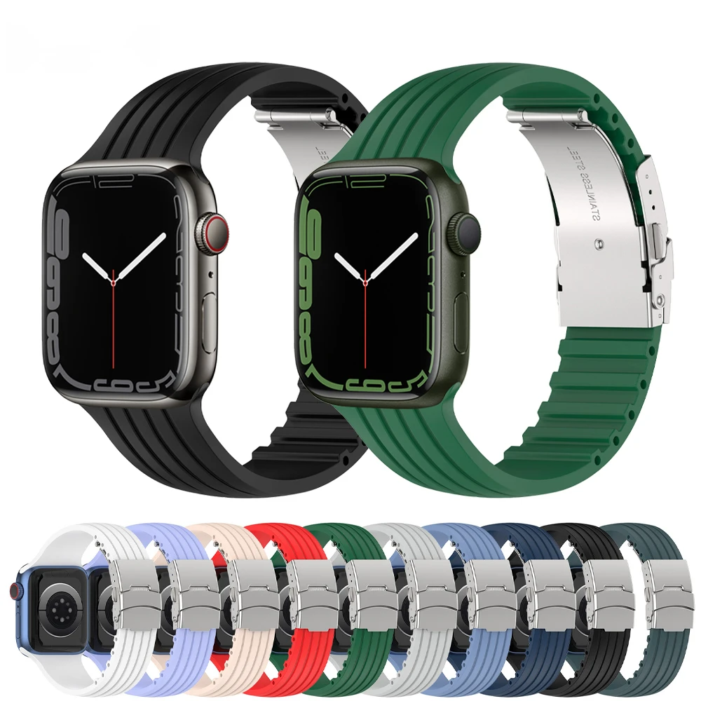 Силиконовый ремешок для наручных часов apple watch версии 45 мм серии 7 браслет iWatch на возраст 3 4 5 6 se correa Apple Watch 44 40 42 38 41