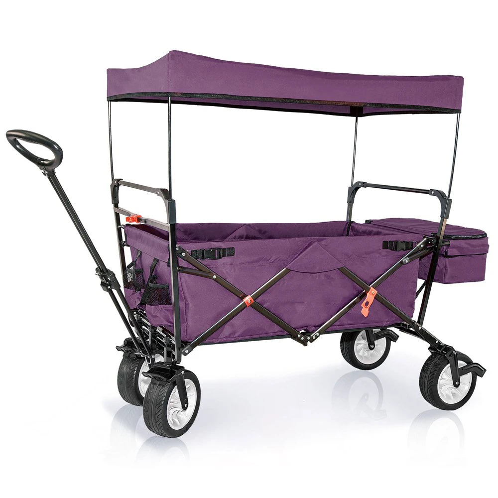 Garden Folding Wagon Kids Beach Cart for Camping Shopping Multifunctional 2 in 1 T Handle Camping Folding Wagon Cart