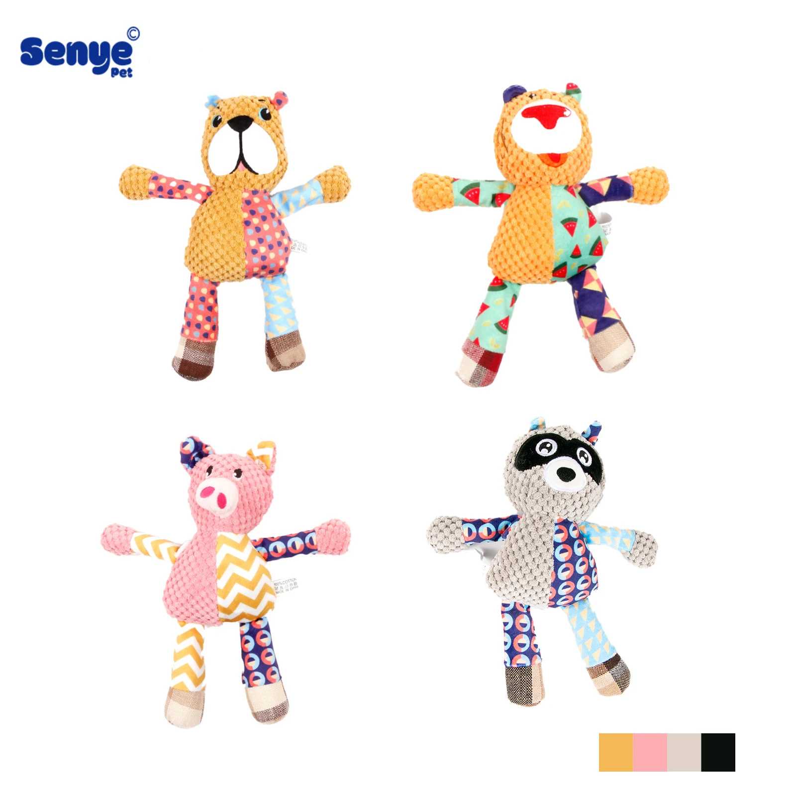 2025 High Quality Eco-Friendly Pet Plush Toys Durable Animal Monster Type Puzzle Interactive Dog Play Toys