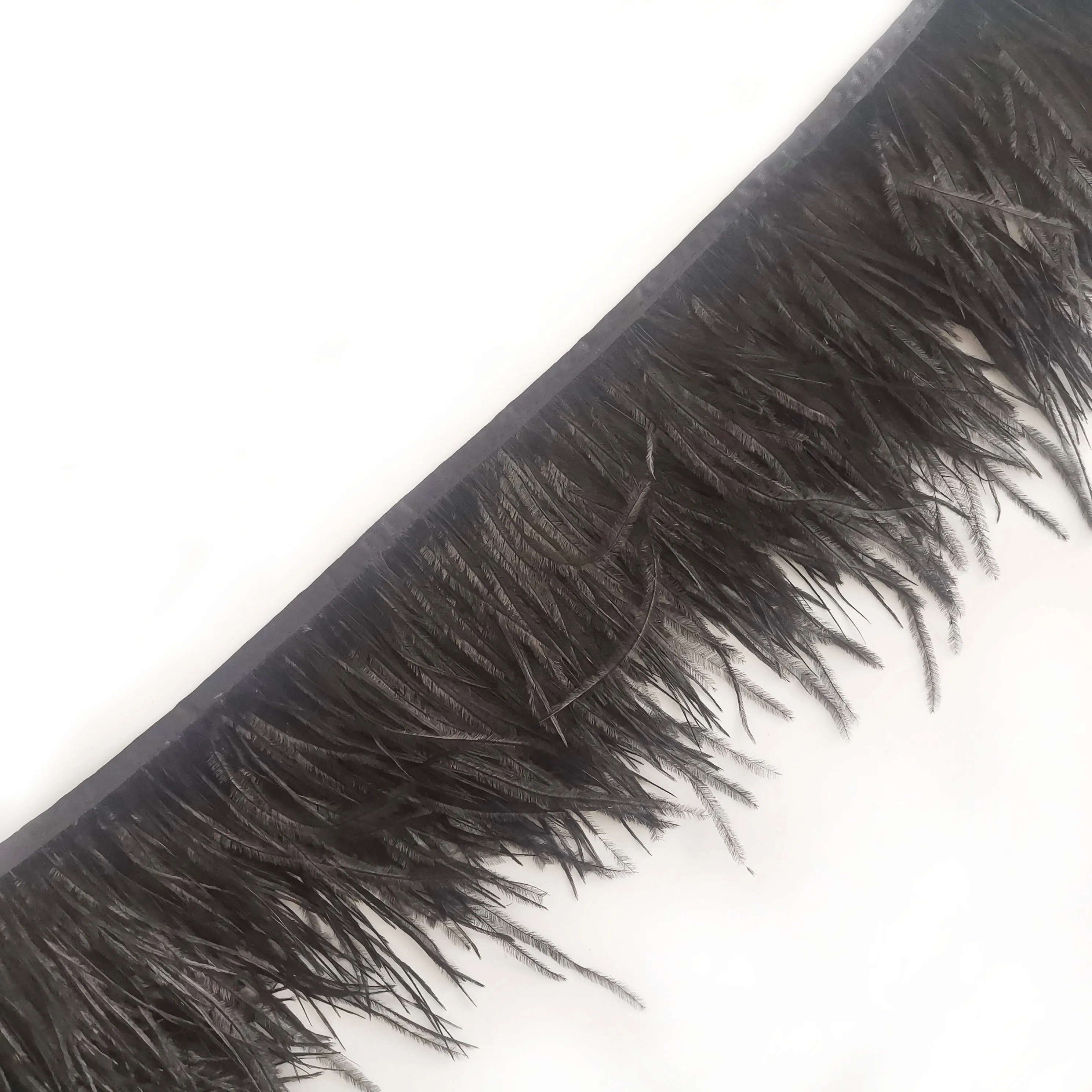 Customized Black 10-15cm 3 layers ostrich feather lace fringe trim for Fashion Costume